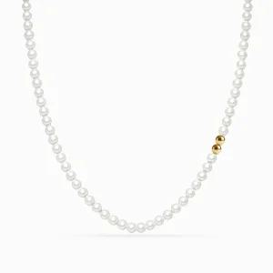 모아르 14K 퓨어 더블볼 진주 목걸이