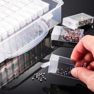 고품질 공예보관함 낚시 부자재 투명 커버 소품정리함 64칸 주얼리보관함 소품보관함 반지함 (WFJ7BS5)