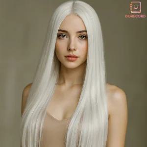 긴 머리 카락 백발 가발 할로윈 귀신 분장 여자 흰 탈색 통가발
