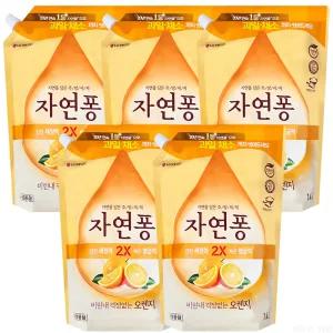 엘지생활건강 자연퐁 오렌지 주방세제 리필 1.4L 5개