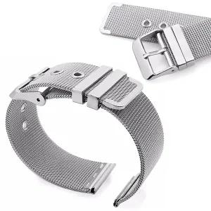 남녀 스테인리스 스틸 시계 스트랩 12mm 14mm 16mm 18mm 20mm 22mm 24mm 실버 메쉬 밀라노 핀홀 버클 메탈