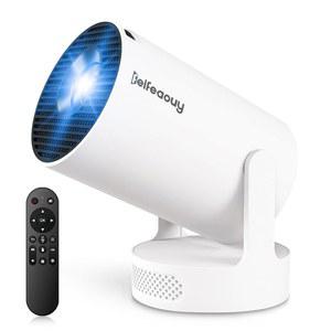 WiFi 블루투스 5.4가 탑재된 미니 프로젝터 4K - 침실 및 홈 시네마용 스마트 휴대용 프로젝터, 넷플릭스 인증, 오토 키스톤, 안드로이드 11, 음성 제어, 에어 마우스 리모컨(HY300Ultra)