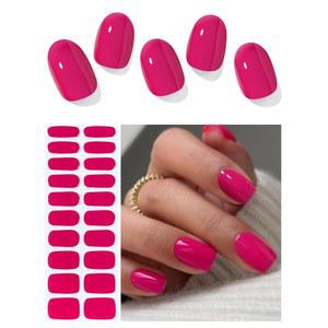 AutyaMee 세미 큐어드 젤 네일 스트립(베리 핑크), 젤 네일 랩 20개, 스티커, 자외선 필요, 살롱 품질, 오래 지속됨