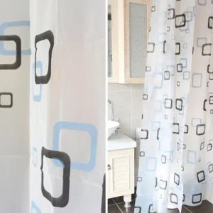 네모네모 샤워 커텐 블루/욕조커튼/걸이형샤워커튼/욕조샤워커튼/욕실방수미니커튼