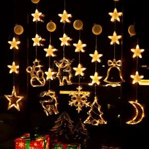 눈꽃 크리스마스 별 종 LED 3단 조명 무드등 유리창데코 용품