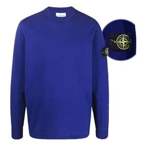 [스톤아일랜드][당일]스톤 와펜 패치 크루넥 코튼 니트 코랄 블루 7615532B9 V0022