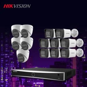 하이크비전 4K 800만화소 야간컬러 IP 카메라13대+16채널 NVR 녹화기 CCTV 자가설치세트 POE