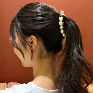 올림머리 바나나핀 진주 집게핀 앞머리핀 반묶음 앞머리핀  포니테일  반묶음  바나나핀