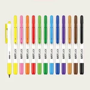 얇은 노크식 똑딱이네임펜12색 네임팬 지워지지않는펜