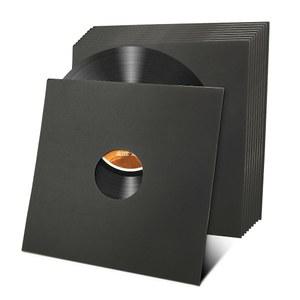 웅기 10 PCS 12인치 비닐 레코드 슬리브 350GSM 블랭크 앨범 재킷 골판지 재킷, 홀 아웃터 커버 포함 LP 정전기 방지 보관 보호 커버, 블랙
