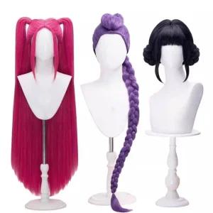 루미 가발 성인용 어린이용 보라색 골든 헌트릭스 케데헌