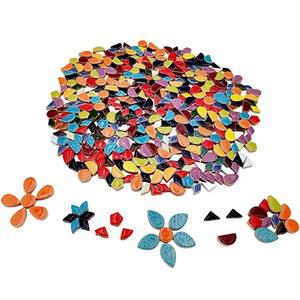 500g/1.1파운드 랜덤 컬러 불규칙 세라믹 모자이크 타일, DIY 공예 접시용 창의적인 타일 만들기 화분, 컵 제작 용품(불규칙 혼합 색상)