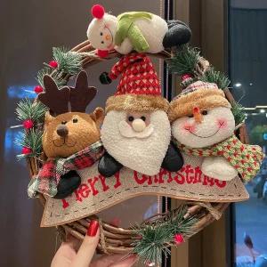 메리 해피 크리스마스 리스 인형 가랜드 산타 장식품 소품 오브제 2types