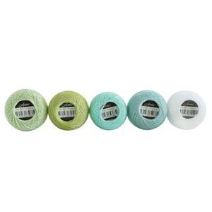 아모힐로스 사이즈 80 (0.3mm보다 얇은) 면 코바늘 뜨개질 실, 태팅, 레이스, 인형 및 장난감 DIY 프로젝트용 머서라이즈드 이집트 장섬유 면실, 공 세트 5개 (세트 J)