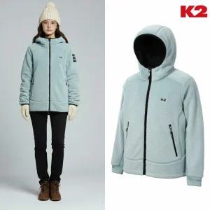 [백화점 출고] K2 플리스 여성 폴라리스 자켓 민트 후드 털 뽀글이 방풍 스트레치 니트 점퍼 후리스