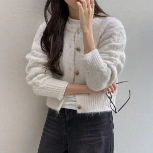 [코코블랑] 새들 피셔 헤어리 울니트 가디건