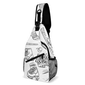 하키 스케이트와 아이스 퍽 남성용 가슴 운동화 크로스바디 슬링백 여행용 숄더백