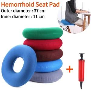 비행기방석 쿠션 의료용 치질 시트 패드 펌프 팽창식 마사지 원형 링 베개 욕창 방지 도넛 의자 37cm