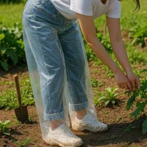 김장 농사 체험학습 일회용 방수 비닐 팬츠 바지 밴딩형
