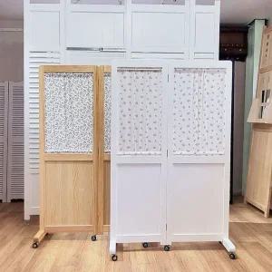 [가구야히메]틈이 보이지 않는 플라워 153 원목 바퀴 파티션