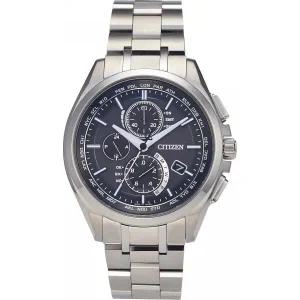 시티즌 아테사 남성용 손목시계 블랙 티타늄 에코드라이브 크로노그래프 AT8040-57E