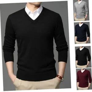 남성 브이넥 스웨터 데일리 오버핏 레이어드 남자 브이넥 니트 가을 겨울 맨투맨
