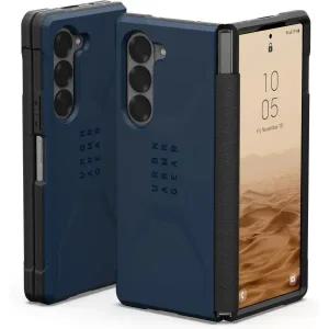 URBAN ARMOR GEAR UAG, 삼성 갤럭시 Z Fold 6 케이스 민간용 멀라드 블루, 견고한 일체형 힌지 보호, 전신