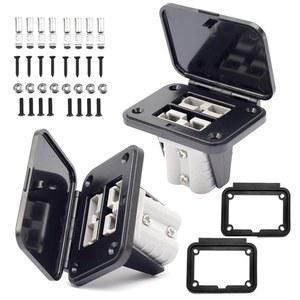 앤더슨 SB50 시리즈 커넥터용 2Pcs 플러그 장착 패널, 먼지 커버, 방수 패드, 플러시 마운트 베이스 커넥터가 있는 50Amp 배터리 퀵 커넥트/디커넥트 패널
