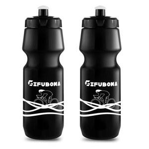 GIFUBOWA 바이크 스퀴즈 물병 24온스 자전거 Mtb 로드 마운틴 병 Bpa, 라이딩/런닝/아웃도어/스포츠용 무료, 750ml, 블랙 2팩
