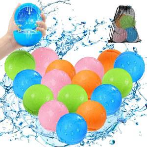 SOPPYCID 재사용 가능한 물풍선, 수영장 장난감 비치 장난감, 퀵 필링 및 셀프 씰링 기능이 있는 리필 물폭탄 스플래시 볼(16PCS)