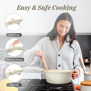 돈어 17종 냄비 프라이팬 세트 논스틱 조리기구 탈부착 가능 손잡이 인덕션 주방 건강 RV