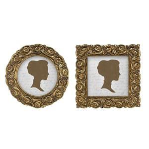 AELS 3인치 소형 미니 빈티지 액자 세트 2개, 지갑 크기의 플로럴 앤티크 유리 전면, 사진 디스플레이, 테이블 상판 벽걸이, 선물 아이디어, 브론즈