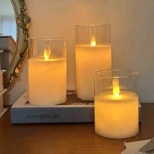 led 촛불 흔들리는 인테리어 건전지 led 캔들 무드등 양초 침실 테이블 유리관 홈데코 유리 카페 조명