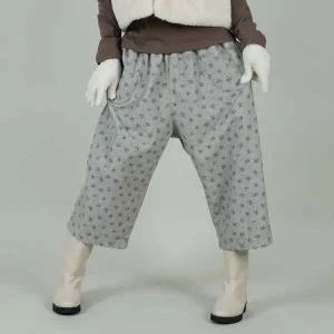 벅시루 피플피플 플라워 골덴 속기모 워싱 통큰 데일리 겨울 여성 밴딩 7부 배기바지