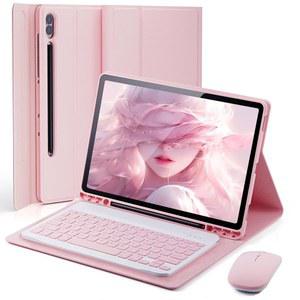 삼성 갤럭시 탭 S10 울트라 / S9 14.6 인치 S8 인치용 케이스 키보드 - 마우스 및 분리형 키보드, S 펜 홀더 핑크