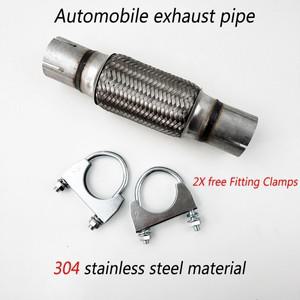 2 피팅 클램프 범용 자동차 배기 플렉스 파이프 이중 브레이드 플렉시블 머플러 팁 스테인레스 스틸 테일