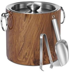 [미국배송] 뚜껑과 통이 있는 CAOANTRY 아이스 버킷 - 잘 만들어진 단열 스테인리스 스틸로 얼음을 더 오래 얼려 칵테일 바 파티 시원한 와인 샴페인 3리터(티크우드)에 이상적입니다