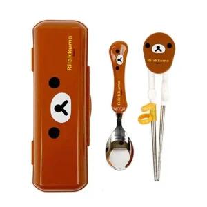 리락쿠마 스푼연습용젓가락 케이스세트(얼굴)(브라운) W2B6440