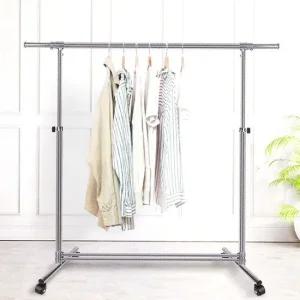 이동형 휴대용 행거 철제 스탠드 옷걸이 강철 일자 강철 철재 조절식 일자행거 파이프