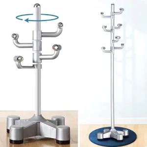폴 기둥행거 옷걸이 파이프 봉 실버 스탠딩 고리 회전 옷정리대 외투걸이 선반행거