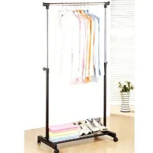 스탠드 의류가게 행거 매장용 이동식행거 1단 튼튼 강철 이동행거 철스텐드 파이프 바퀴