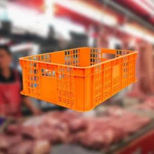 계육상자 노랑 돼지 닭고기 플라스틱바구니 식품 박스 수납바구니 정육박스