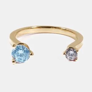 [샤밍주얼리]1부 3부 블루 랩 다이아 듀오 오픈 링 반지 트윈 프로포즈 여자 친구 선물 결혼 기념일