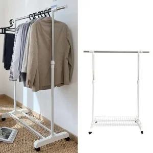 활용도 높은 긴 옷 수납 가능한 하단 바구니 행거 튼튼한행거 철제조립식행거