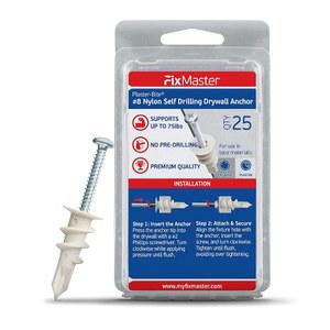 [미국배송] 나사가 있는 나일론 셀프 드릴 드라이월 앵커(25개의 앵커와 25개의 나사) - 3/8인치-5/8인치 드라이월용 프리미엄 66 중공 벽 앵커 충격 방지 고정 간편한 설치 75파운드 고정 강도