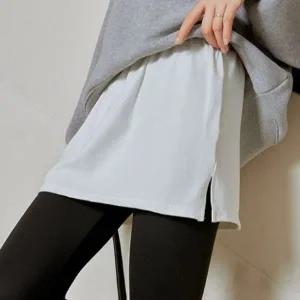 [하프클럽/]데일리 우먼 이지 허리 밴드라인가짜 코디레이어드 탑 미니스커