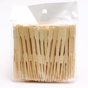 손잡이 대나무 포크 100개입 (미니포크 티포크 디저트 피크닉 퐁듀 나무꼬치)