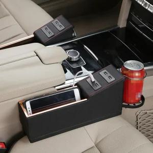 자동차 가죽 충전 사이드포켓 컵홀더 콘솔박스 틈새 수납포켓 수납용품 인테어용품