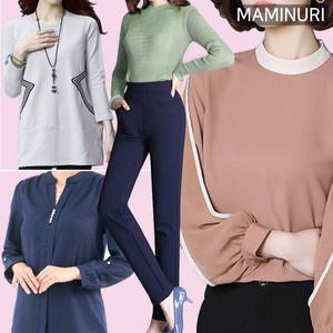 마미누리 4060 엄마옷 중년여성 미시옷 여성 블라우스 오피스룩 빅사이즈 데님 롱티 티셔츠 자켓 바지