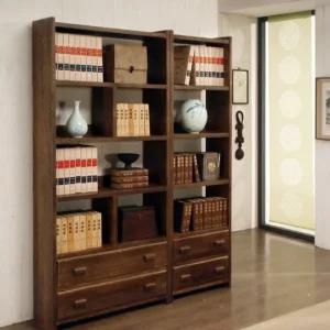 해찬솔 소나무 서재 책장세트 책장900+책장600 엔틱색 우드슬랩책장